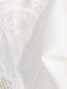 Aveloria Modichic 浪漫法式镂空刺绣宽松领泡泡袖白色复古花卉蕾丝镂空女式衬衫，适合约会、通勤、下午茶等场合。 - 白色 - 查看 8