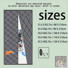 1 件磁性隔热门帘 - 厚牛津布面料，加厚防雨衬里，加高 2 英寸，尺寸 36 英寸 x 80 英寸，适用于推拉玻璃门，隔热隔音，灰色，冬季门帘，推拉玻璃门隔热，表面纹理，结构设计，家居隔热，缝线紧密，家居隔热解决方案 - 彩色 - 查看 4