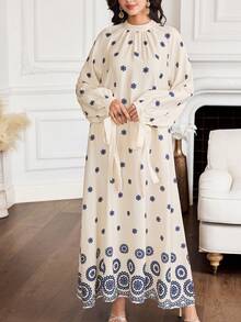 Yasmyna Đầm kiểu Ả Rập dáng rộng tay raglan in hoa dành cho nữ - Nhiều màu - Xem 6