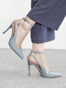 CUCCOO BIZCHIC Nuevos tacones altos de punta fina y versátiles para mujeres para Navidad - Azul claro - Ver 3