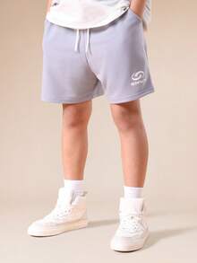 SUMWON Boys Color Block Short Sleeve Crew Neck T-Shirt And Matching Shorts Casual Summer Co-Ord Set With Logo Branding Vacation - Baby Blue - View 4