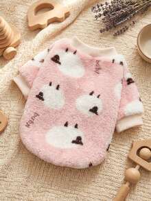 PETSIN 1 Pc Pet Dog Cat Universal Pink Fleece Lamb Print Warm Crew Neck Sweatshirt - Multicolor - View 1