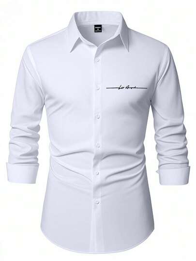 Manfinity Mode Plus Size Men's Casual Business Long Sleeve Shirt,Men Old Money,Daily Leisure, Weekend Trips, Outdoor Activities, Travel Expeditions, Relaxed Work Environments Or Semi-Formal Occasions, Boyfriend/Husband Gift, Anniversary /Birthday Gift Party Summer Vacation Holiday,Wedding,Spring To Summer,Mardi Gras,Men's Classic White Long Sleeve Button Down Shirt With Collar Formal Business Office Attire,White Dress Shirts For Men,White Fitted Shirt,Casual Men Shirt,Business Shirts,White Collar Shirt