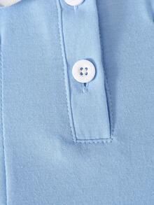 Souflis Souflis 1 chiếc đầm thường ngày màu hồng cho bé gái, cổ và tay áo bo gân, thích hợp để mặc ở nhà, đi chơi, chơi thể thao và dự tiệc. - Màu xanh lam - Xem 4