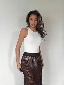 RebeccaVibe Solid Tank Bodysuit - White - View 1