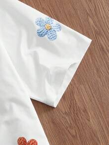 Manfinity Unisex Áo sơ mi nam tay ngắn in họa tiết hoa, kiểu dáng thời trang thường ngày, thích hợp cho mùa xuân/hè. - trắng - Xem 5