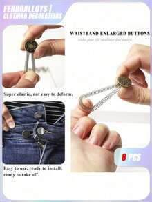 SHEIN 8pcs Random Style Metal Button Extenders,For Women Men, Jean Button Extender, Waist Extenders, No Sew Instant Waistband Extender Buttons Metal For Jeans Pants Collar Valentine's Day, Valentines Wedding, Birthdayfall Decor - Multicolor - View 8