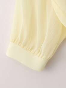 Resyla New Bat Wing Cardigan Short Casual Chiffon Shawl Collar Solid Color Blouse For Women - Yellow - View 3