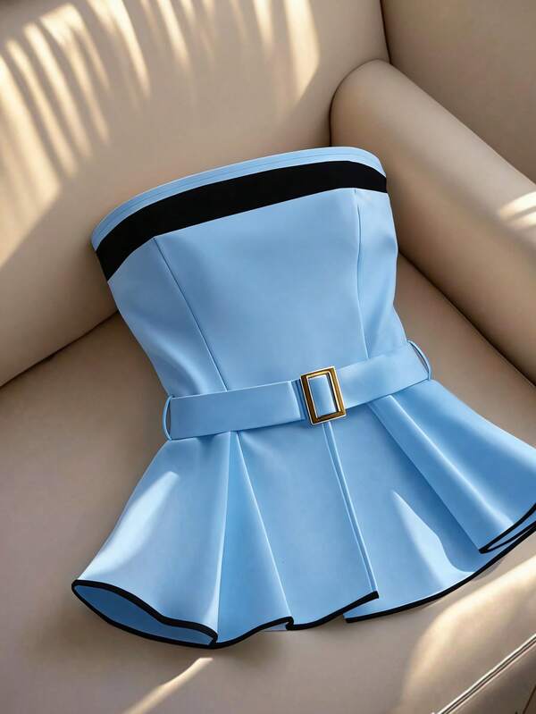 Franclia Top tomara que caia feminino sensual, sem mangas e com cintura justa, perfeito para o outono/inverno.