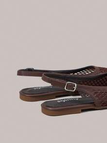 Styleloop Women Shoes Holiday Style Mesh Fabric Cross Strap Women's Flat Bottom Shoes Holiday Style Wear BOHO Wear American Retro Style Bohemian Style Western Style Music Festival Wear Party Wear Flat Bottom Women's Shoes - Burgundy - View 5