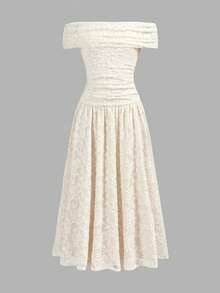 SHEIN 少女时尚优雅圆领短袖拼接连衣裙 - 薄荷綠 - 查看 2