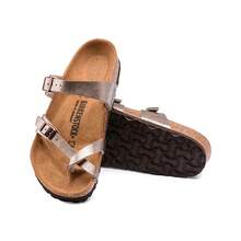 Birkenstock صنادل نسائية ماياري بيركو-فلور (عادية) أنيقة باللون الرمادي الداكن - بيج - مشاهدة 3