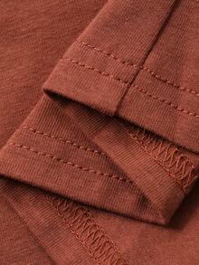 DAZY 极简刺绣字母装饰针织阔腿裤女士家居服套装 - 棕色 - 查看 7