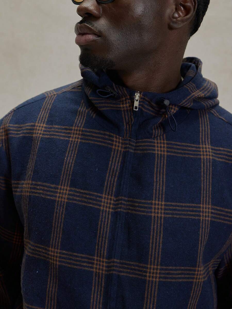 Musero Oversized Checkered Long Sleeve Hoodied Bungee Cord Jacket Flannel Top Winter Essentials - Multicolor - View 1