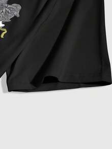 Street Life Men's Casual Angel Letter Print Short Sleeve T-Shirt, Summer - Black - View 4