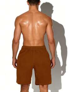Manfinity KASUA Men's Drawstring Waist Cargo Pocket Casual Beach Shorts - Coffee Brown - View 2