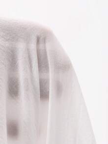 DAZY 女士撞色蕾丝宽松连帽长袖休闲度假防晒衬衫，春夏款 - 白色 - 查看 8