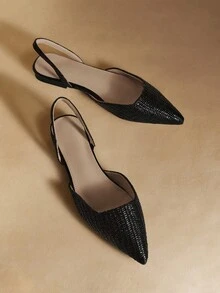 Rosivie Giày bệt mũi nhọn nữ, kiểu dáng thường ngày, thời trang cho mọi dịp. - màu đen - Xem 3