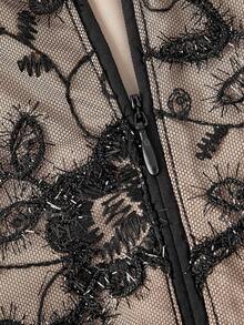 SHEIN MOD Đầm ngắn nữ đính cườm, thêu nhún, xếp ly, kiểu dáng thời trang, thích hợp dự tiệc, xòe rộng, ôm sát cơ thể, đầm ngắn màu đen, trang phục Giáng sinh cho nữ, đầm Giáng sinh màu đen. - Nhiều màu - Xem 3