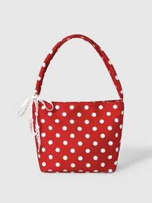 ROMWE Kawaii Fashion Contrasting Polka Dots Daily Street Portable Bucket Women's Cloth Bag - Red - View 1
