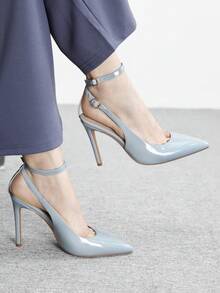 CUCCOO BIZCHIC Nuevos tacones altos de punta fina y versátiles para mujeres para Navidad - Azul claro - Ver 4