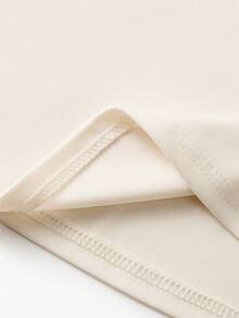 Qadelle 女士时尚优雅撞色滚边腰部中长连衣裙 - 杏色 - 查看 8