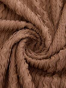 SHEIN Clasi 女士纹理圆领无袖褶皱休闲连衣裙 - 棕色 - 查看 7