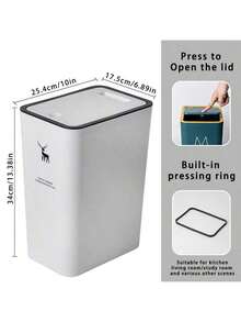 1. Tempat Sampah Persegi Panjang YOURSUN dengan Tutup, Terbuat dari Bahan PP Tebal dan Kokoh, Ringkas dan Portabel, Tidak Berbau dan Tahan Aus, Gaya Sederhana dan Serbaguna, Tersedia dalam 4 Warna Berbeda, Permukaan Halus dan Mudah Dibersihkan, Penyimpanan Sampah Praktis - MultiWarna - View 3