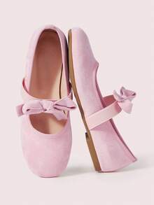 CUCCOO DOLLMOD Women's Pink Suede Bow Mary Jane Shoes, Sweet And Gentle Elegant, Versatile For Commuting And Daily Wear Valentine's Day - Pink - View 2