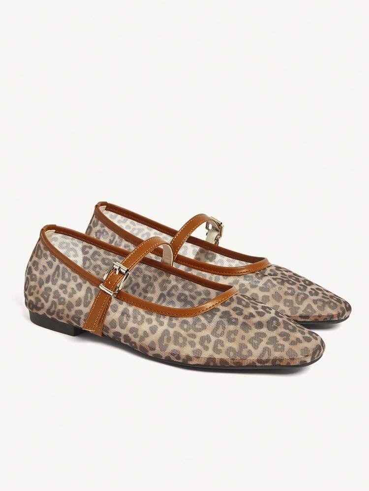 CUCCOO CHICEST Women's Leopard Print Casual Slip-On Flat Sandals, Breathable For Work And Daily Wear Wedding Shoes Spring Shoes Bride Shoes