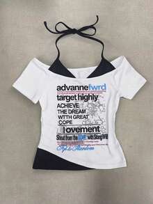 SHEIN Camiseta de tirantes casual con estampado de eslogan para mujer - Multicolor - Ver 3