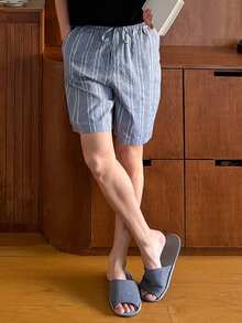 DAZY 男士纹理面料弹力腰短裤，夏季家居服 - 彩色 - 查看 5