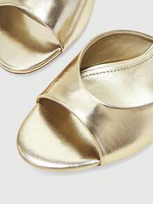 CUCCOO BIZCHIC Sandalias de tacón alto y fino con punta abierta para mujer, para primavera y verano - Oro claro - Ver 8