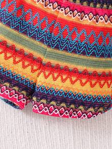 SHEIN Conjunto de top de tirantes y pantalones cortos con estampado geométrico de estilo bohemio para bebé niña - Naranja - Ver 3