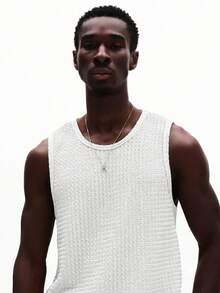 SUMWON Sleeveless Textured Tank Top With Knit Pattern And Round Neckline For Summer Casual Wear - White - View 2