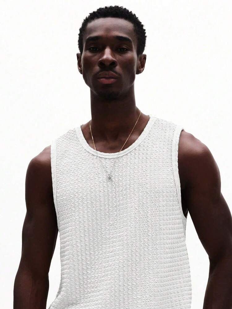 Textured Knit Sleeveless Tank Top