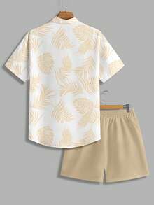 VIVINTIMO Men's Vacation Style Tropical Floral Print Shirt Set Men Resort Wear Two Pieces Summer Outfit Men White Cream Men Beach Clothes Men Beach Outfit Set - Multicolor - View 3
