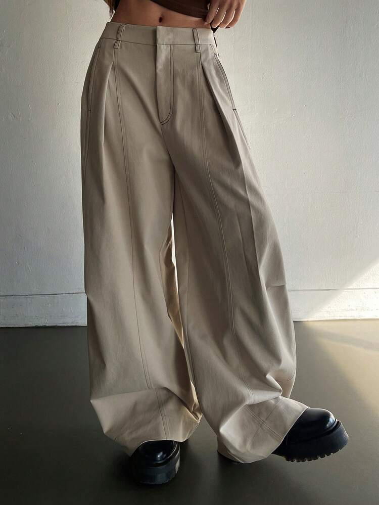 Women's Loose Fit Color Block Casual Street Style Pants, Spring/Summer