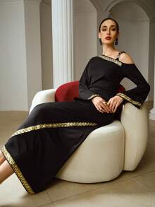 ZEYLAH Women's Sequin Patchwork Strap Design Dress - Black - View 6