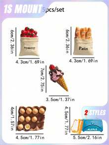 7 件食物冰箱贴 食物磁铁 用于冰箱贴 装饰性可爱磁铁 冰箱贴 适用于厨房 强力树脂磁铁 家居装饰 办公室 情人节、情人节婚礼、生日、厨房 和各种形状的肥皂模具 适用于情人节、情人节婚礼、生日、厨房、婚礼用品、礼物 学校用品、厨房装饰、客厅装饰 - 彩色 - 查看 3