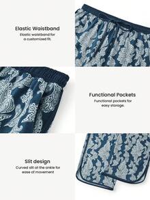 LUVLETTE Soft Cotton Patterned Wide Fit Women Lounge Bottom Airy Pajama Pants Pajama Style Trousers Pants With Pockets - Pink - View 7