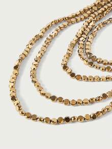 Glisma An Alloy Beaded Waterfall Necklace, ZAA New Style, Multi-Layer Square Alloy Beaded Necklace, Exaggerated, Personalized, Collar Jewelry Wholesale, Everyday Everything - Gold - View 4