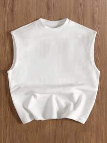 TOKVUE Men's Solid Color Round Neck Short Sleeve Casual Top, Everyday Wear - White - View 1