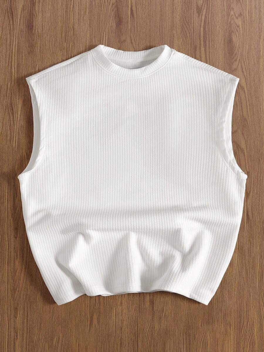 TOKVUE Men's Solid Color Round Neck Short Sleeve Casual Top, Everyday Wear - White - View 1