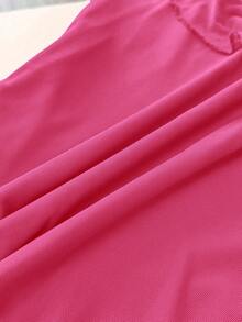 Elamini Top bandeau con volantes sexy para mujeres - Rosa Fucsia - Ver 6