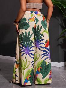 SHEIN CURVE+ Quần nữ dáng suông dài, cỡ US22, thích hợp cho lễ hội âm nhạc, kỳ nghỉ bên bờ biển, phong cách bohemian. Mẫu quần nữ mùa xuân/hè 2026 mới, họa tiết nhiều màu sắc, in hình, dáng rộng và dài hơn bình thường. - Nhiều màu - Xem 2
