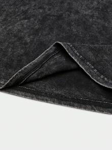 GENIUS ODE Men's Cross & Letter Print Round Neck Casual Short Sleeve T-Shirt - Black - View 4