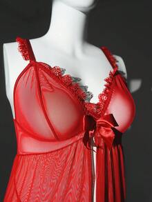 Seduluxe Bộ đồ lót gợi cảm không gọng cỡ lớn 2 món, thích hợp cho Ngày Valentine. - Màu Đỏ Sâu - Xem 3