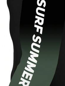 Manfinity KASUA Men's Letter Print Ombre Raglan Long Sleeve Surf T-Shirt - Multicolor - View 3