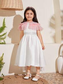SHEIN Young Girl Fashionable Princess Style Mesh Design 2pcs/Set Outfit - Multicolor - View 3